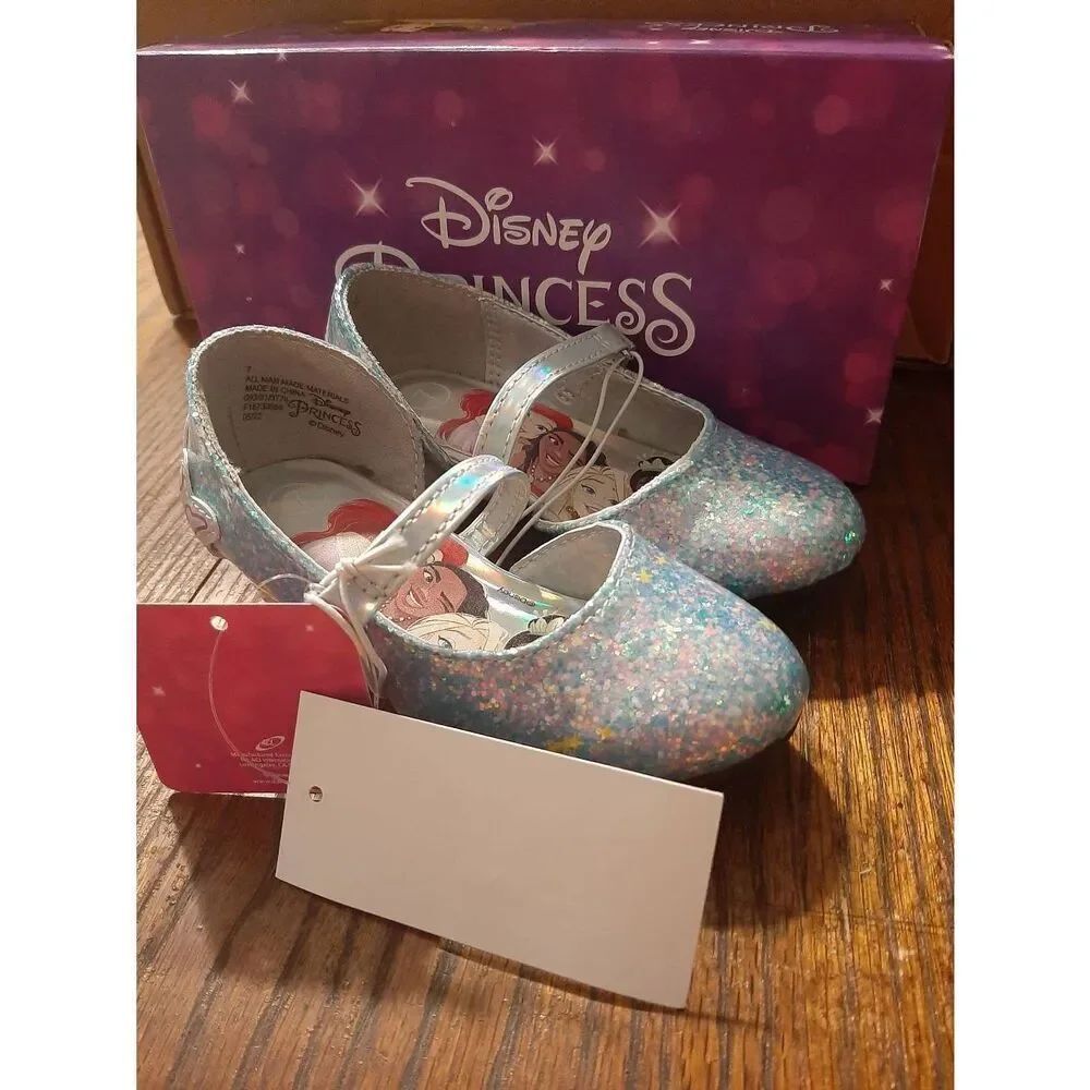 New Size 7 Disney Princess Silver Holigraphic Princess Ballet Dress Shoes NWT